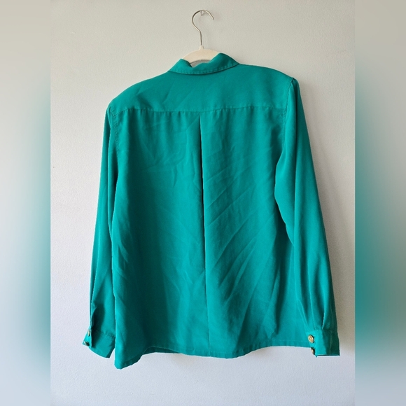 Vintage Potomac Collection green blouse 12 - Picture 4 of 6